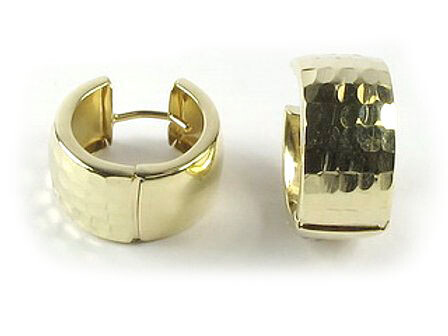 10K Yellow Gold Shimmer Cut Huggy Earrings