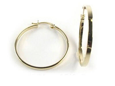 10K Yellow Gold Polished Lever Back Hoop Earrings