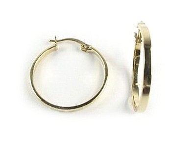 10K Yellow Gold Lever Back Polished Hoop Earrings
