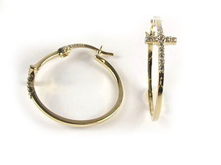 10K Yellow Gold Cross C.Z Earrings 10K Yellow Gold Cross C.Z Earrings