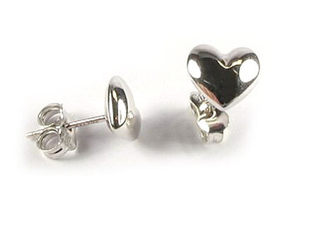 10K White Gold Heart Polished Stud Earrings 10K White Gold Heart Polished Stud Earrings