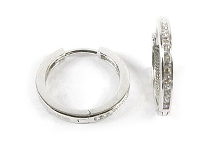 10K White Gold C.Z Huggy Earrings 10K White Gold C.Z Huggy Earrings
