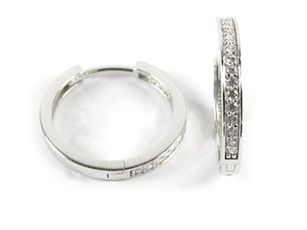 10K White Gold C.Z Huggy Earrings