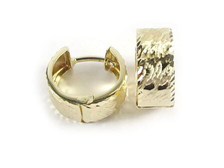 10K Yellow Gold Shimmer Cut Huggy Earrings