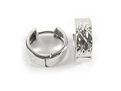10K White Gold Shimmer Cut Huggy Earrings 10K White Gold Shimmer Cut Huggy Earrings