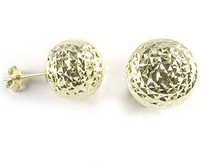 10K Yellow Gold Shimmer Cut Ball Stud Earrings 10K Yellow Gold Shimmer Cut Ball Stud Earrings
