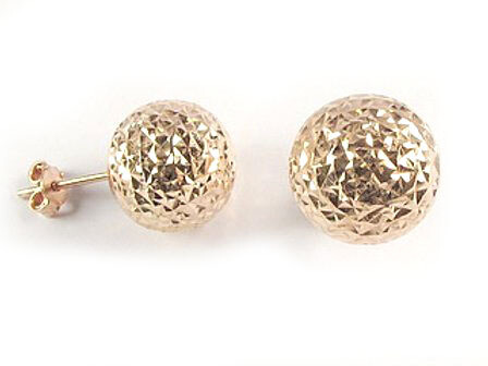 10K Rose Gold Shimmer Cut Ball Stud Earrings 10K Rose Gold Shimmer Cut Ball Stud Earrings