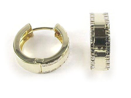 10K Yellow Gold Shimmer Cut Huggy Earrings