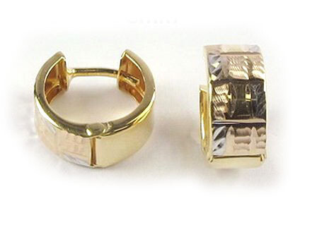 10K Yellow Gold Shimmer Cut Huggy Earrings