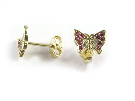 10K Yellow Gold Coloured C.Z Butterfly Stud Earrings