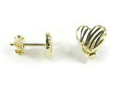 10K Yellow Gold Shimmer Cut Heart Stud Earrings 10K Yellow Gold Shimmer Cut Heart Stud Earrings