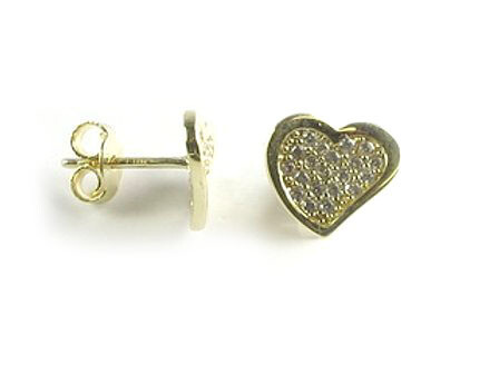 10K Yellow Gold C.Z Heart Stud Earrings 10K Yellow Gold C.Z Heart Stud Earrings