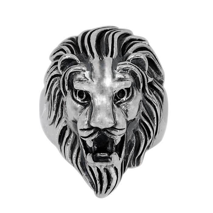 Sterling Silver, 34mm Lion Head Ring