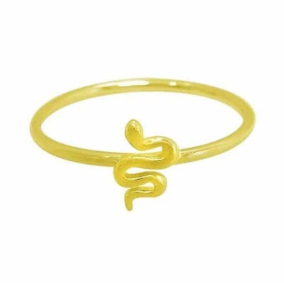 Sterling Silver With Gold, 7X6mm Snake Ring Sterling Silver With Gold, 7X6mm Snake Ring