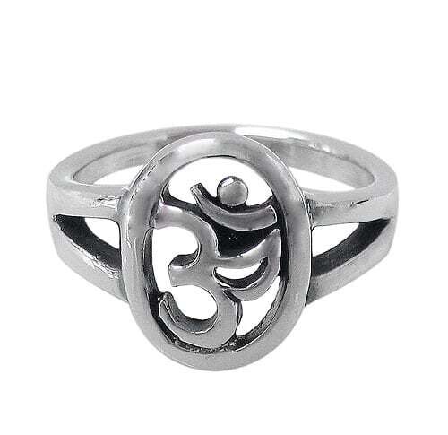 Sterling Silver, Om Ring. Approximate Om Size: 14mm Length X 11mm Width