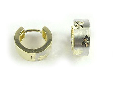 10K Yellow &amp; White Gold Huggy Earrings