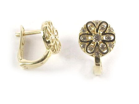 10K Yellow Gold C.Z Flower Earrings 10K Yellow Gold C.Z Flower Earrings