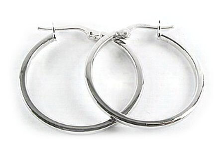 10K White Gold Polished Hoop Earrings