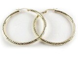 10K Yellow Gold Shimmer Cut Hoop Earrings