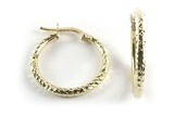 10K Yellow Gold Shimmer Cut Hoop Earrings