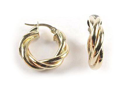10K Yellow Gold Twisted Hoop Earrings
