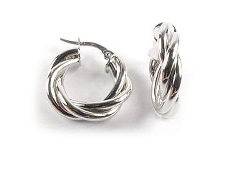 10K White Gold Twisted Hoop Earrings