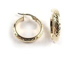 10K Yellow Gold Shimmer Cut Hoop Earrings