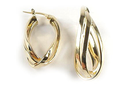 10K Yellow Gold Polished Twisted Hoop Earrings