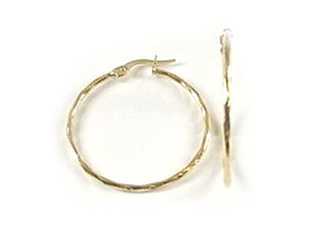 10K Yellow Gold Shimmer Cut Hoop Earrings