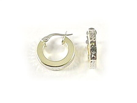 10K Yellow &amp; Gold Shimmer Cut Huggy Earrings