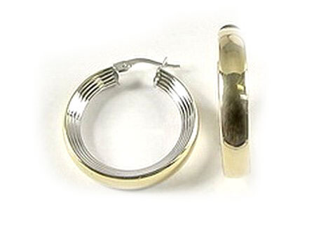 10K Yellow &amp; White Gold Polished Hoop Earrings
