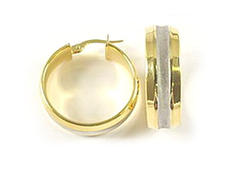10K Yellow &amp; White Gold Hoop Earrings