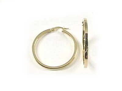 10K Yellow Gold Polished Square Tube Hoop Earrings
