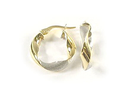 10K Yellow &amp; White Gold Hoop Earrings