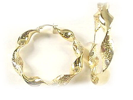 10K Yellow Gold Twisted Hoop Earrings