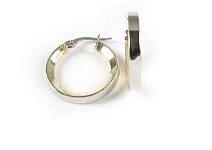 10K Yellow &amp; White Gold Polished Hoop Earrings