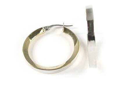 10K Yellow &amp; White Gold Polished Hoop Earrings