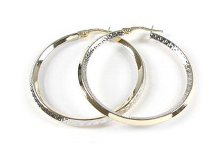 10K Yellow &amp; White Gold Hoop Earrings