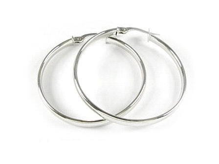 10K White Gold Polished Hoop Earrings