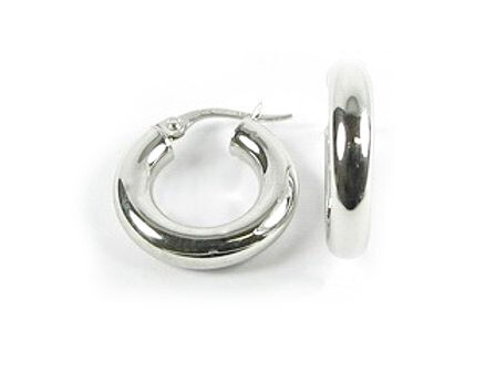 10K White Gold Polished Hoop Earrings