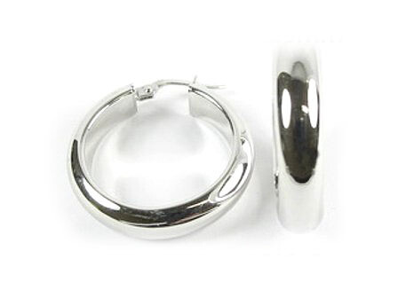 10K White Gold Polished Hoop Earrings