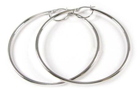 10K White Gold Polished Hoop Earrings