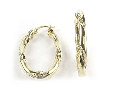 10K Yellow Gold Shimmer Cut Twisted Hoop Earrings