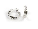 10K White Gold Shimmer Cut Twisted Hoop Earrings