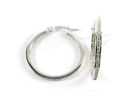 10K White Gold C.Z Hoop Earrings