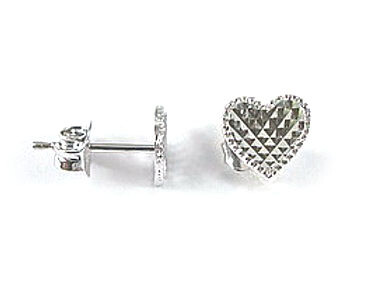 10K White Gold Heart Shimmer Cut Stud Earrings 10K White Gold Heart Shimmer Cut Stud Earrings
