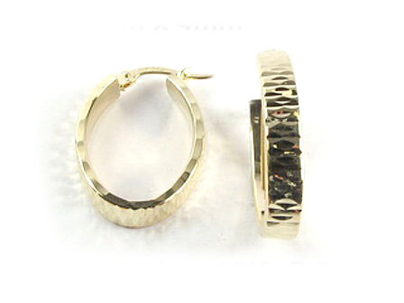 10K Yellow Gold Shimmer Cut Hoop Earrings
