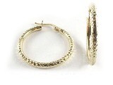 10K Yellow Gold Shimmer Cut Hoop Earrings