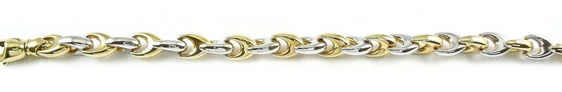 10K Yellow &amp; White Gold Fancy Cluster Link Two Tone Bracelet