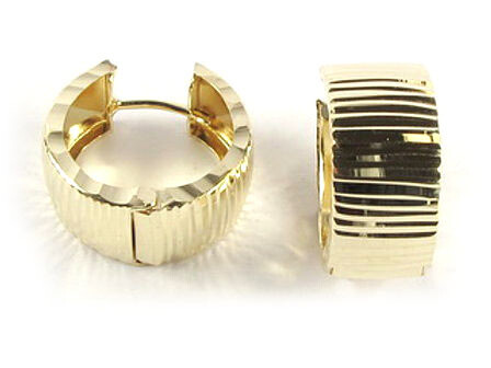 10K Yellow Gold Shimmer Cut Huggy Earrings